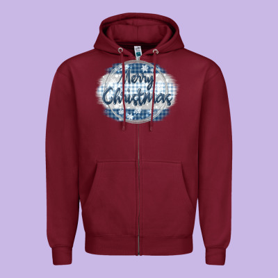 Merry Christmas Blue Zipper Hoodie Designed By Maliassmallbusiness
