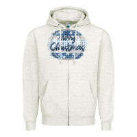 Oatmeal Heather merry christmas blue Zipper Hoodie - MaliasSmallBusiness