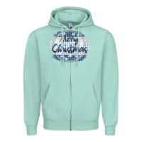 Seafoam merry christmas blue Zipper Hoodie - MaliasSmallBusiness