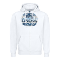 White merry christmas blue Zipper Hoodie - MaliasSmallBusiness