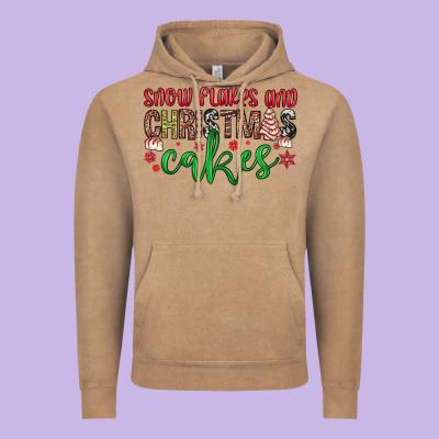 Snowflakes And Christmas Cakes Vintage Hoodie Designed By Jahusdesignshop