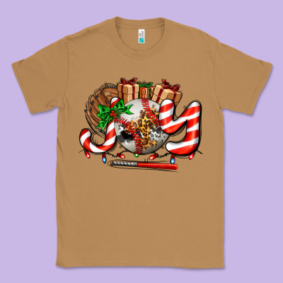 Joy With Baseball And Christmas Gift And Candies Classic Tee Designed By Adodesignshop