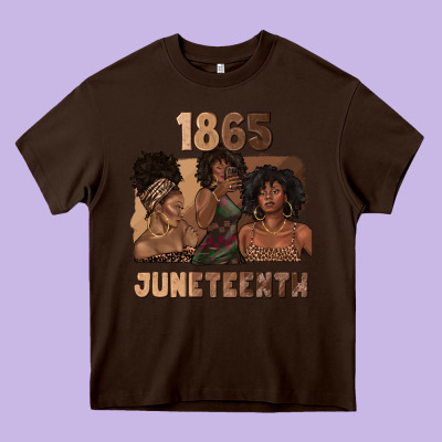 1865 Juneteenth Melanin With Afro Heavy Core Tee Designed By Texasbilliewilder