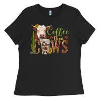Black coffee then cows Ladies Tee - texasbilliewilder