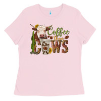 Bubblegum Pink coffee then cows Ladies Tee - texasbilliewilder