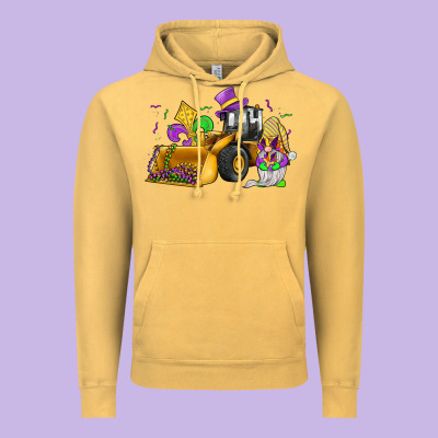 Mardi Gras Gnome Bulldozer Vintage Hoodie Designed By Jahusdesignshop