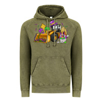 Vintage Olive mardi gras gnome bulldozer Vintage Hoodie - JahusDesignShop