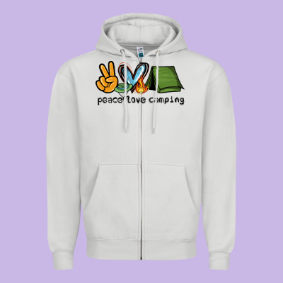 Peace Love Camping Zipper Hoodie Designed By Nancycooperartshop
