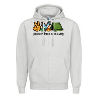 Dove Grey peace love camping Zipper Hoodie - NancyCooperArtShop