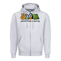 Heather Grey peace love camping Zipper Hoodie - NancyCooperArtShop