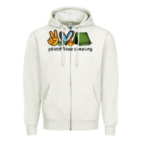 Oatmeal Heather peace love camping Zipper Hoodie - NancyCooperArtShop