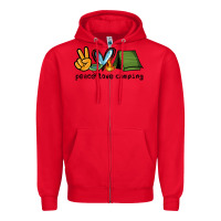 Red peace love camping Zipper Hoodie - NancyCooperArtShop