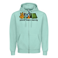 Seafoam peace love camping Zipper Hoodie - NancyCooperArtShop
