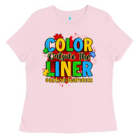 Bubblegum Pink color outside the liner autism awareness Ladies Tee - JahusDesignShop