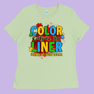 Color Outside The Liner Autism Awareness Ladies Tee Designed By Jahusdesignshop