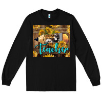 Black Western Teacher Pencil With Sunflowers Long Sleeve Tee - LillyAllenDesigns