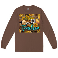 Chestnut Western Teacher Pencil With Sunflowers Long Sleeve Tee - LillyAllenDesigns
