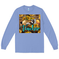 Colony Blue Western Teacher Pencil With Sunflowers Long Sleeve Tee - LillyAllenDesigns