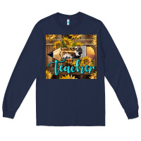 Navy Western Teacher Pencil With Sunflowers Long Sleeve Tee - LillyAllenDesigns
