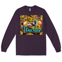 Plum Western Teacher Pencil With Sunflowers Long Sleeve Tee - LillyAllenDesigns
