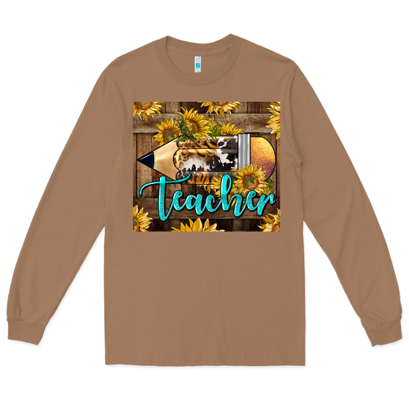 Western Teacher Pencil With Sunflowers Long Sleeve Tee by LillyAllenDesigns | Teevron
