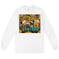 White Western Teacher Pencil With Sunflowers Long Sleeve Tee - LillyAllenDesigns