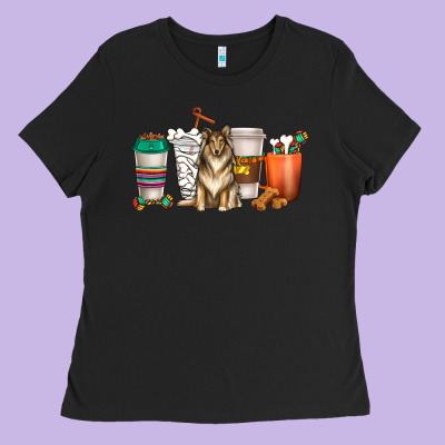 Ladies Tee collie dog coffee cups