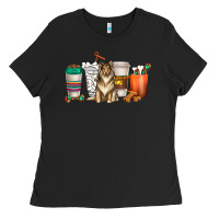 Black collie dog coffee cups Ladies Tee - texasbilliewilder