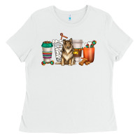 White collie dog coffee cups Ladies Tee - texasbilliewilder