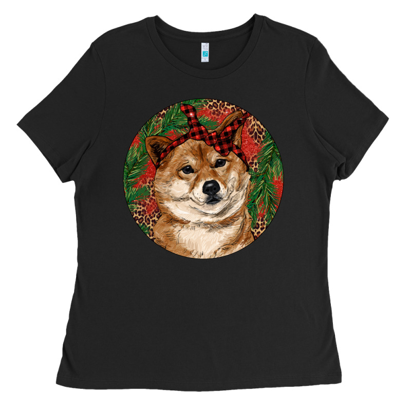 Shiba Inu Christmas Ladies Tee by RanaPortraitStore | Teevron