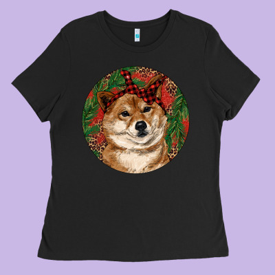 Ladies Tee Shiba Inu Christmas