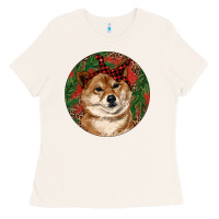 Bone Shiba Inu Christmas Ladies Tee - RanaPortraitStore