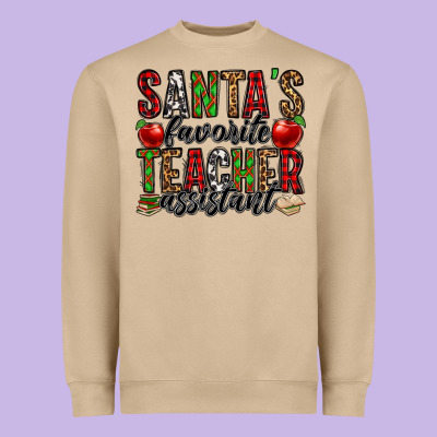 Santa's Favorite Teacher Assistant Heavyweight Sweatshirt Designed By Jasminsmagicworld