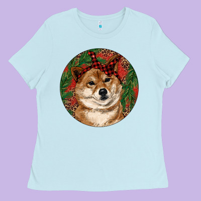 Ladies Tee Shiba Inu Christmas