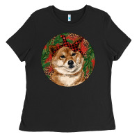Black Shiba Inu Christmas Ladies Tee - RanaPortraitStore
