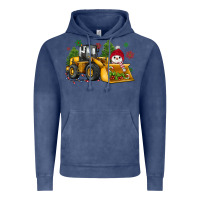 Vintage Denim christmas bulldozer snowman Vintage Hoodie - JahusDesignShop
