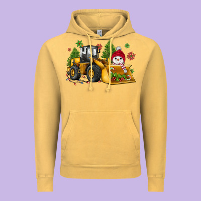 Christmas Bulldozer Snowman Vintage Hoodie Designed By Jahusdesignshop