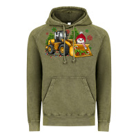Vintage Olive christmas bulldozer snowman Vintage Hoodie - JahusDesignShop