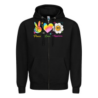 Black peace love happiness Zipper Hoodie - NancyCooperArtShop