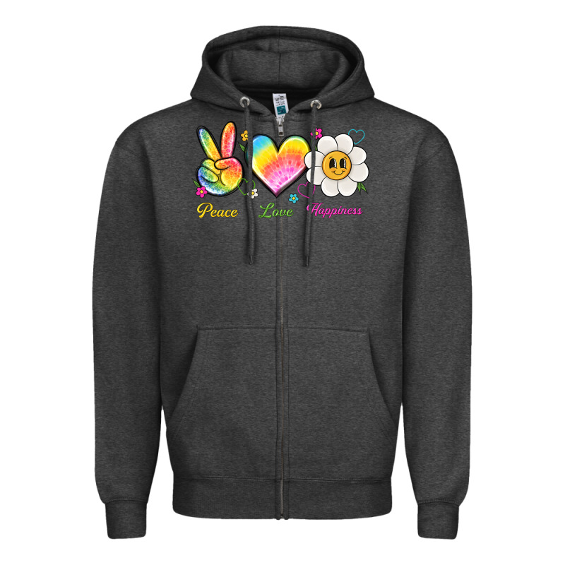 Peace Love Happiness Zipper Hoodie by NancyCooperArtShop | Teevron