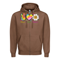 Chestnut peace love happiness Zipper Hoodie - NancyCooperArtShop