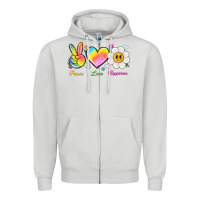 Dove Grey peace love happiness Zipper Hoodie - NancyCooperArtShop