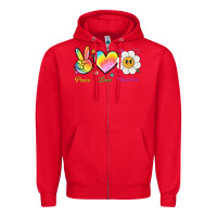 Red peace love happiness Zipper Hoodie - NancyCooperArtShop