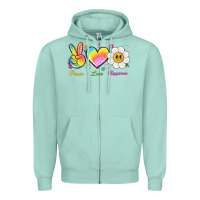 Seafoam peace love happiness Zipper Hoodie - NancyCooperArtShop
