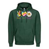 Sports Green peace love happiness Zipper Hoodie - NancyCooperArtShop