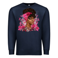 Navy breast cancer afro woman Premium Sweatshirt - Artiststas