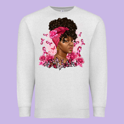 Breast Cancer Afro Woman Premium Sweatshirt Designed By Artiststas