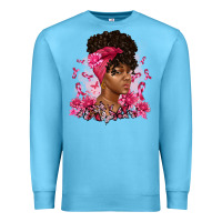 Ocean Blue breast cancer afro woman Premium Sweatshirt - Artiststas