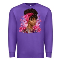 Purple breast cancer afro woman Premium Sweatshirt - Artiststas