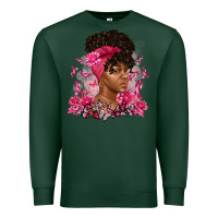 Sports Green breast cancer afro woman Premium Sweatshirt - Artiststas